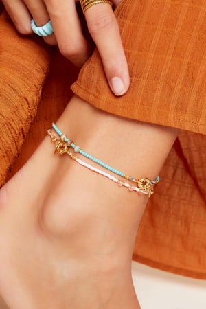 Fußkettchen farbige Perlen Grün Kupfer h5 Bild2